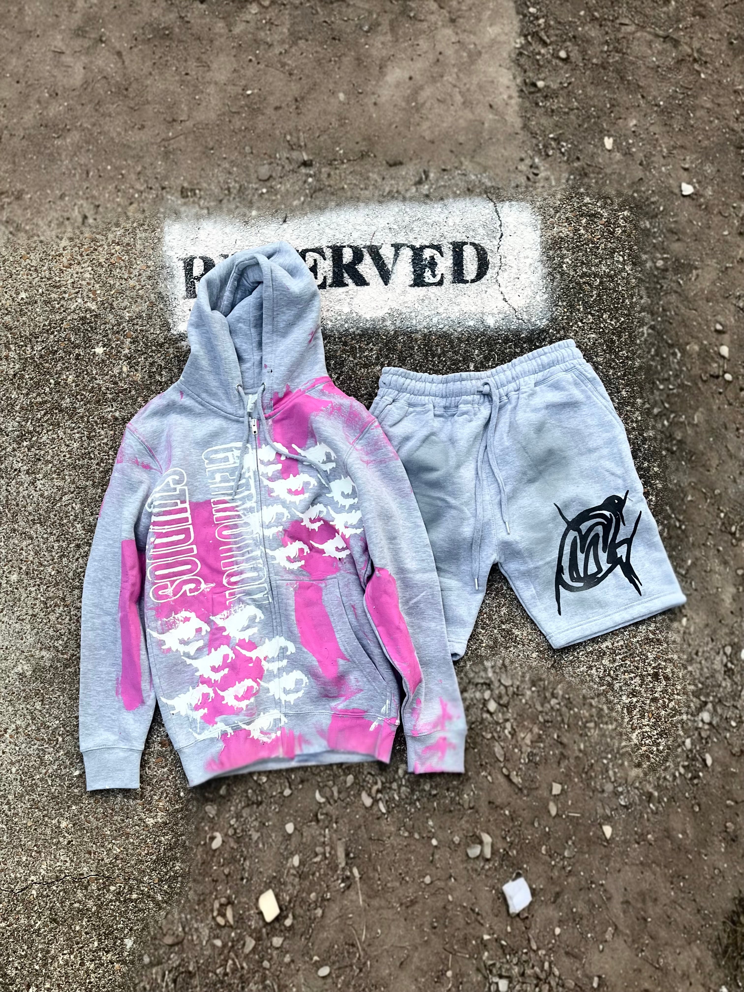 Pink zip up set